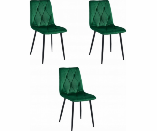 Leobert Židle LIBRA - tmavě zelený samet / černé nohy x 3