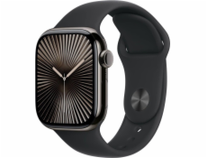 Apple Watch Series 10 GPS + Cellular, 42mm břidlicově titanové pouzdro s černým sportovním řemínkem – velikost M/L