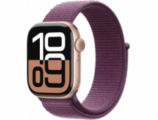 Apple Watch Series 10 GPS + Cellular, 42mm pouzdro z růžového zlatého hliníku se sportovním řemínkem Ripe Plum