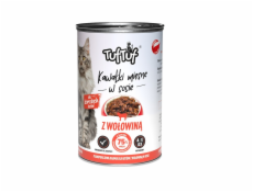 TufTuf Tuf Tuf masové kousky s hovězím masem pro kočky konzerva 415g