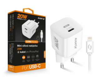 Rychlá nabíječka ALIGATOR Mini, PD 20W, USB-C/Lightning k...