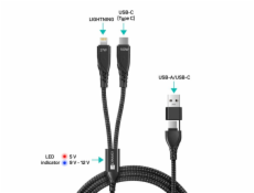 CONNECT IT Wirez 4in1 1x USB-C, 1x Lightning, 1,25 m, ČERNÝ
