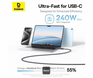 Kabel Baseus PicoGo magnetic USB-C/USB-C 1m 240W černý