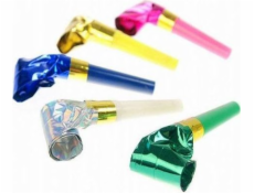 Party Deco Holografické rozšiřitelné trumpetové píšťaly - 6 ks univerzální