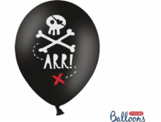 Party Deco Balloons Strong, Pirates, černé s bílou lebkou, 30 cm, 6 ks univerzální