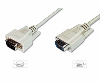Digitus Monitor kábel, VGA, tienený, béžový AWG28, 1,8 m