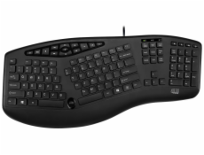 Adesso AKB-160UB/ drátová klávesnice/ multimedia/ ergonomická /scroll kolečko/ USB/ černá/ US layout
