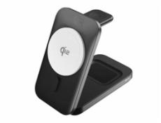 3mk bezdrátová nabíječka - MagRocket 3-in-1, technologie Qi2, 15W, černá
