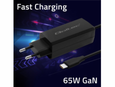 Qoltec 65W GaN nabíječka do zásuvky | 5–20 V | 3–3,25 A | USB-C 3.1