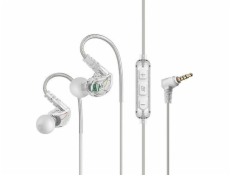 Audio sluchátka MEE MEE Audio M6-R3 Sportovní sluchátka do uší s dálkovým ovládáním, IPX5 - Clear