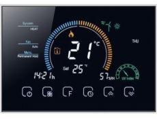 Renov8 Chytrý Wi-Fi termostat s barevným LCD displejem pro fan-coil 2/4trubkový systém - kompatibilní s krabicí 86x86 a kulatou krabicí 60 mm