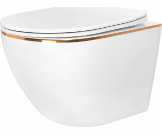 Rea Závěsná toaleta Carlo bílá Mini Flat Gold Edge