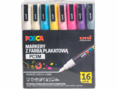 Uni Sada fixů Marker UNI POSCA PC-3M, 16 kusů, PLAST
