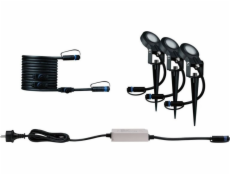 Paulmann Nástěnná lampa zahradní bodové světlo, Plug & Shine STING LED, 3x 6,3W, 2200K, IP67, 24V, antracitová/hliníková