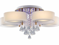 Mdeco Stropní lampa ELMDRS8006/5 TR GL MDECO glamour crystal LUMINAIRE s dálkovým ovládáním zlatobílá