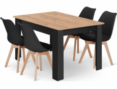Leobert Set obdélníkový stůl 120x80 řemeslný + 4 židle MARK černá
