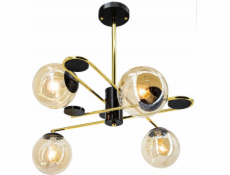 Mdeco Elem Agrafka 6302/4 BL TR závěsná lampa 4x60W E27 černá/zlatá