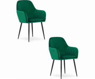 Leobert Židle LUGO - zelený samet / černé nohy x 2
