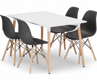 Leobert Sada obdélníkového stolu ADRIA 120x80 bílý + 4 ži...