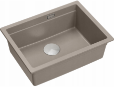 Quadron UNIQUE LOGAN 100 GraniteQ dřez, měkká taupe barva, 56x45x21,5 cm, 1 dřez, závěsný, s manuálním sifonem, zlatý