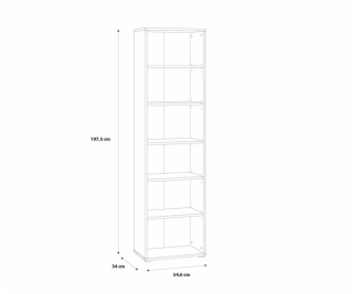 Knihovna Domoletti BLPR713-120, bílá, 34x54,6x197,5 cm