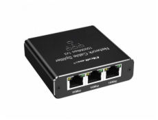 Qoltec Rozbočovač Ethernet mini SWITCH 1x3 RJ45 | 1000 Mb/s | USB-C | Hliník