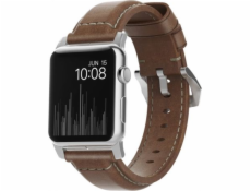 Nomad Řemínek NOMAD Tradiční kožený hnědý 42mm / 44mm konektor stříbrný