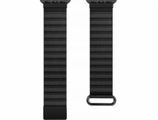 Crong  Eclipse – Apple Watch magnetický kožený řemínek 42/44/45/49 mm (černý)