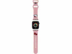 HelloKitty Řemínek Hello Kitty HKAWLSCHBLP pro Apple Watch 42/44/45/49mm růžový silikonový řemínek s hlavou koťátka