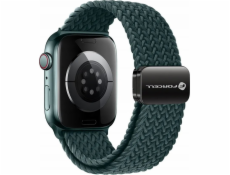 ForCell Magnetický nylonový řemínek FORCELL F-DESIGN FA02 pro APPLE Watch 42 / 44 / 45 / 49 mm tmavě zelený
