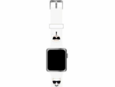 Karl Lagerfeld Řemínek Karl Lagerfeld KLAWLSLCKW pro Apple Watch 42/44/45mm bílý/bílý silikonový řemínek s hlavicemi Karl & Choupette