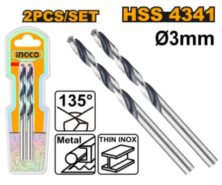 Ingco DBT1200024 Vrták do kovu HSS, sada 2ks, 2mm