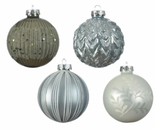 DECORIS Skleněná vánoční hračka 062590, 8 cm, 4 barvy