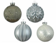 DECORIS Skleněná vánoční hračka 062590, 8 cm, 4 barvy