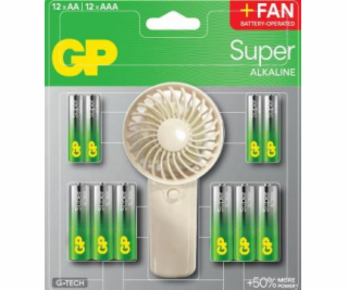 GP Baterie SUPER 12AA+12AAA a ventilátor