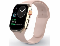 Swissten řemínek pro apple watch silikonový 42 / 44 / 45 / 49 mm pískově růžový