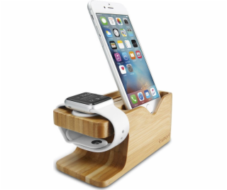 Spigen stojan S370 Apple Watch + Phone Wood Stand - Brown