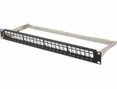 Lanberg Prázdný patch panel 24 portů 1U 19  FTP pro Keystone moduly, černý