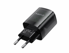 Havit UC303 EU - Dvouportová cestovní nabíječka GaN 30 W, černá