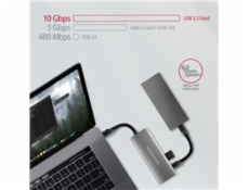 AXAGON HMC-5G21 Víceportový USB hub 5v1, 10 Gb/s, 2x USB-A + 2x USB-C + HDMI 4K/30Hz, PD 60W, 13cm USB-C kabel