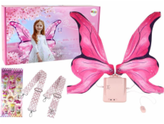 LeanToys Motýlí vílí křídla LED Melodie růžová sada