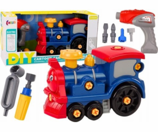LeanToys DIY kreslená lokomotiva s otočným motivem v tmav...
