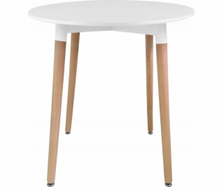 Leobert Kulatý stůl KAMI 80 cm - bílý / přírodní nohy