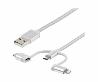 StarTech Kabel USB-A - USB-C + microUSB + Lightning, 1 m,...