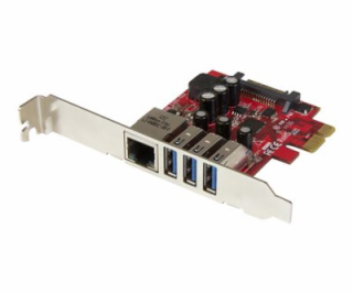 StarTech PCIe x1 řadič – 3x USB 3.0 + Ethernet (PEXUSB3S3GE)