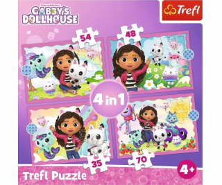 Trefl 4v1 Puzzle Gabiina dobrodružství Gabiin kočičí domeček