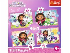 Trefl 4v1 Puzzle Gabiina dobrodružství Gabiin kočičí domeček