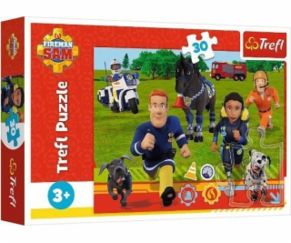 Trefl 30dílné puzzle Připraveni pomoci hasiči Samovi