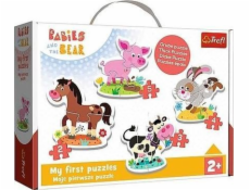 Trefl Klasické dětské puzzle na farmě Babaski a plyšový medvídek
