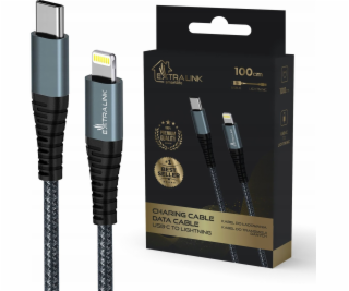 Extralink Kabel Smart Life s USB-C na Lightning, 1 m, černý